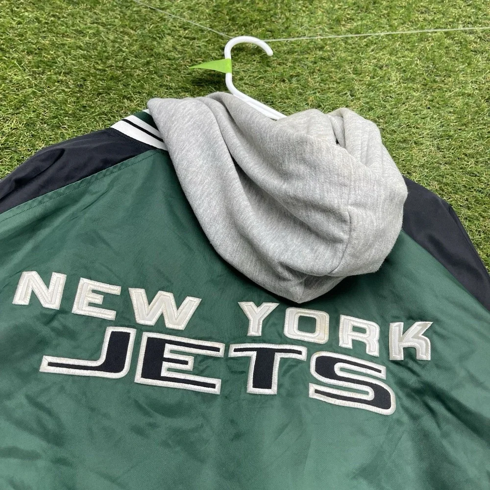 New York Jets Jacket Mens XL Green NFL Football Reebok Hooded Vintage 90s